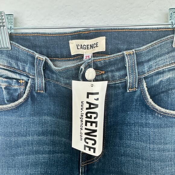 NWT L'AGENCE Sada Slim Leg Cropped Jeans Sz 25 Dark Wash Casual Luxe‎ Parisian - Picture 6 of 9